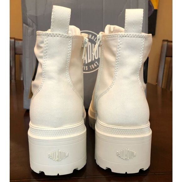 PALLADIUM - NWTIB - L Sz 11 (EUR 43) Pallabase Twill High Top in Stark White ♥️ - Picture 7 of 16